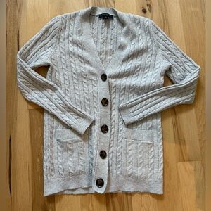 Ann Taylor Gray Cable Knit Cardigan Sweater XXS